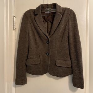Max Mara Weekend Wool Blend Mixed Brown White Pattern Blazer Size Extra Small